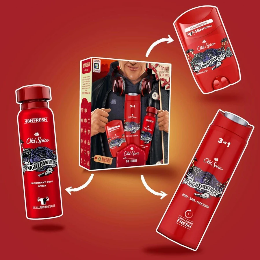 Old Spice City Explorer - подарунковий набір з дезодорантом твердим та спреєм, гелем для душу Night Panther: ціни та характеристики