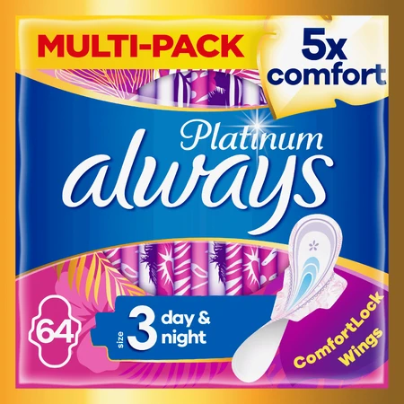 Гігієнічні крильця Always Platinum Day & Night (Vekos 3) 64 шт.: ціни та характеристики