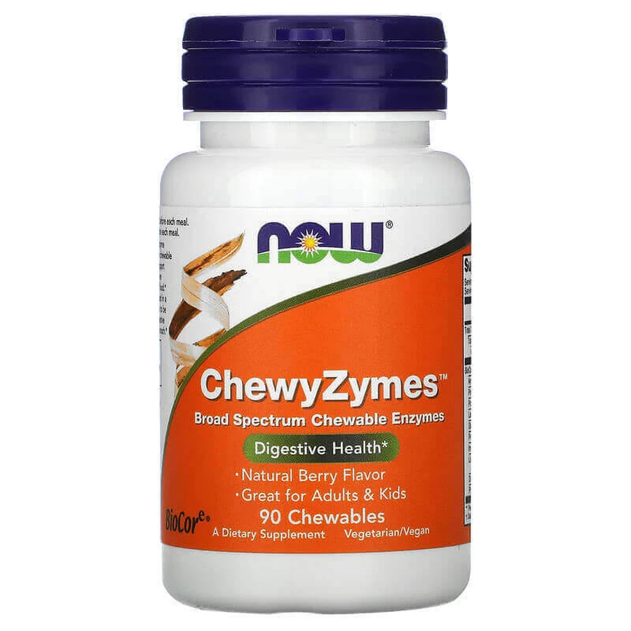 Пищеварительные ферменты ChewyZymes со вкусом ягод, 90 жевательных таблеток, Now Foods: цены и характеристики