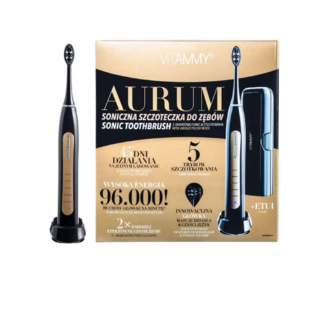 Vitammy Aurum Black, звуковая зубная щетка, черная + футляр, 1 шт.: цены и характеристики