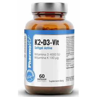 K2 + D3 4000 МЕ Vit Softgel Active 60 капс Pharmovit Clean Label