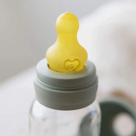 Пляшечка Bibs Baby Glass Bottle, скляна з гумовою соскою з повільним потоком, Шавлія, від народження, 110 мл: ціни та характеристики