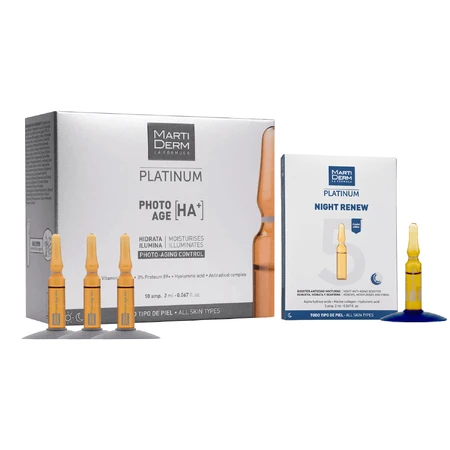Набор с бесплатной MartiDerm Platinum Photo Age [HA+], сыворотка для лица, 2 мл x 10 ампул + Night Renew, ночной бустер, 2 мл x 5 ампул: цены и характеристики