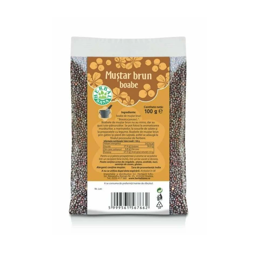 Семена коричневой горчицы, 100 г, Herbal Sana: цены и характеристики