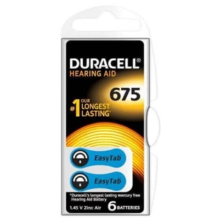 Батарейки для слуховых аппаратов HA ZA675, 6 штук, Duracell