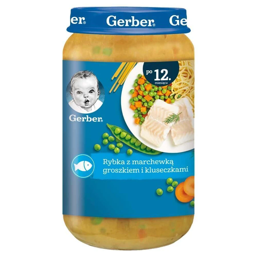 Gerber Junior Dinner, рыба с морковью, горошком и лапшой, после 12 месяцев, 250 г: цены и характеристики