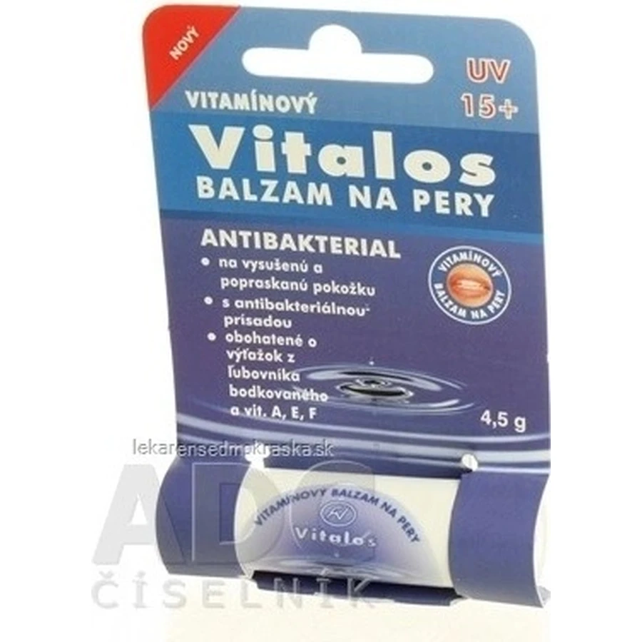 VITALOS Бальзам для губ антибактеріальний SPF 15 1×1 шт, бальзам для губ, антибактеріальний SPF 15: ціни та характеристики