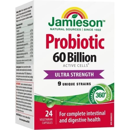 JAMIESON PROBIOTIC 60 BILLION ULTRA STRENGTH 1×24 cps, смесь бактериальных культур: цены и характеристики