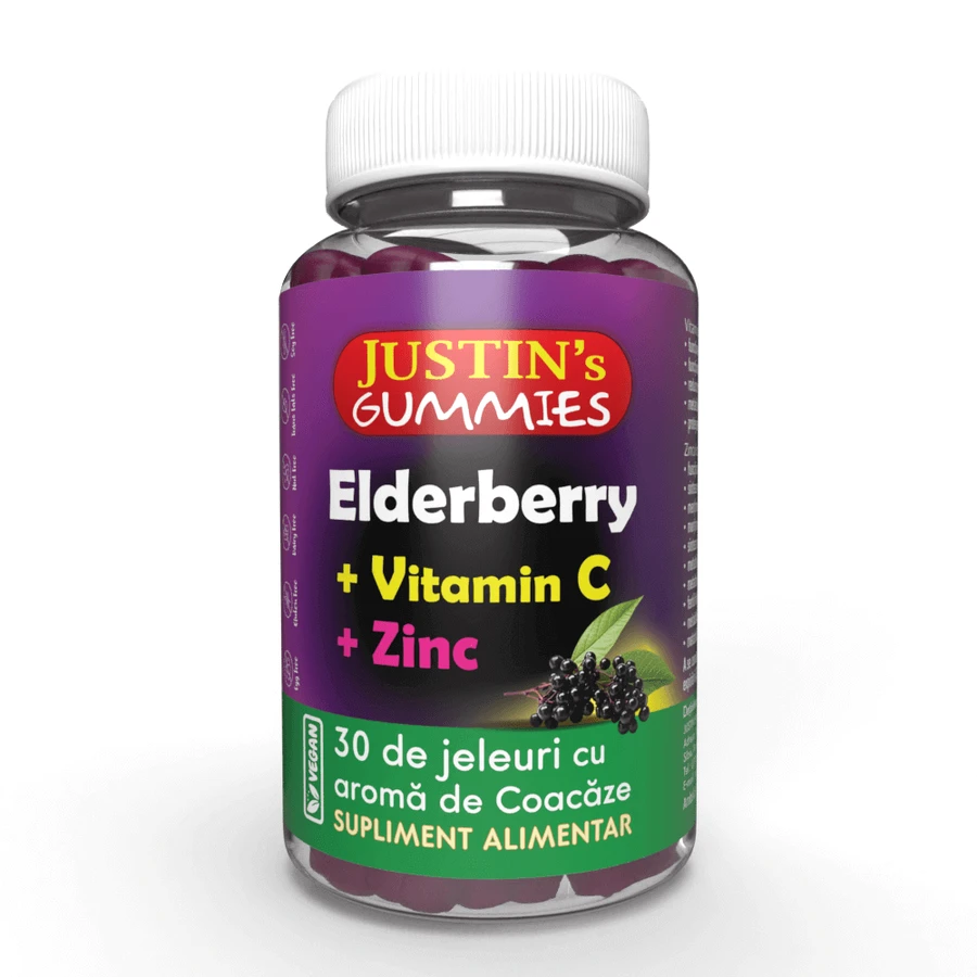 Бузина + Витамин С + Цинк Justin Pharma Elderberry + Vitamina C + Zinc, желейные пастилки, 30 штук: цены и характеристики