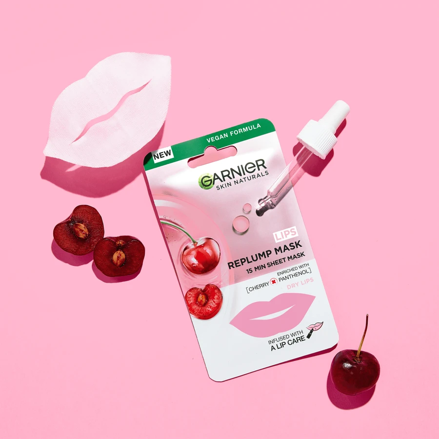 Текстильна маска для губ Garnier Skin Naturals з екстрактом вишні 5 г: ціни та характеристики