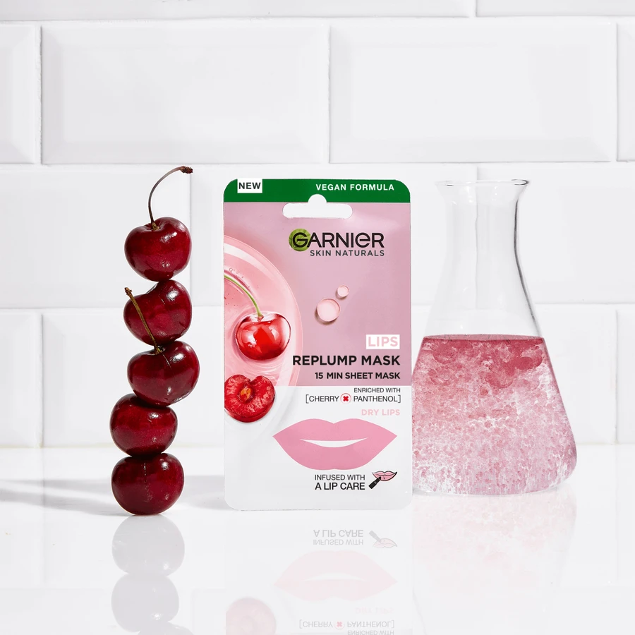 Текстильна маска для губ Garnier Skin Naturals з екстрактом вишні 5 г: ціни та характеристики