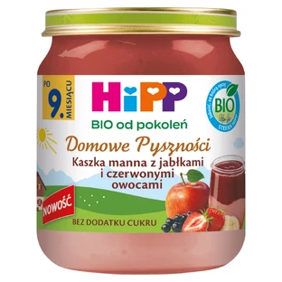 HiPP Domowe Delsznoci Bio, каша манна з яблуками та червоними фруктами, після 9 місяців, 200 г