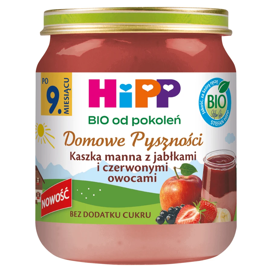 HiPP Domowe Delsznoci Bio, каша манна з яблуками та червоними фруктами, після 9 місяців, 200 г: ціни та характеристики