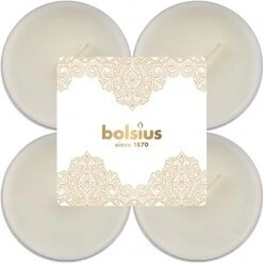 Ароматичні свічки Bolsius Tea Maxi Golden Lace 1×8 шт, білі свічки: ціни та характеристики