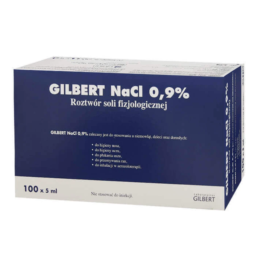Физиологический раствор Gilbert NaCl 0,9%, ампулы 5 мл, №100: цены и характеристики