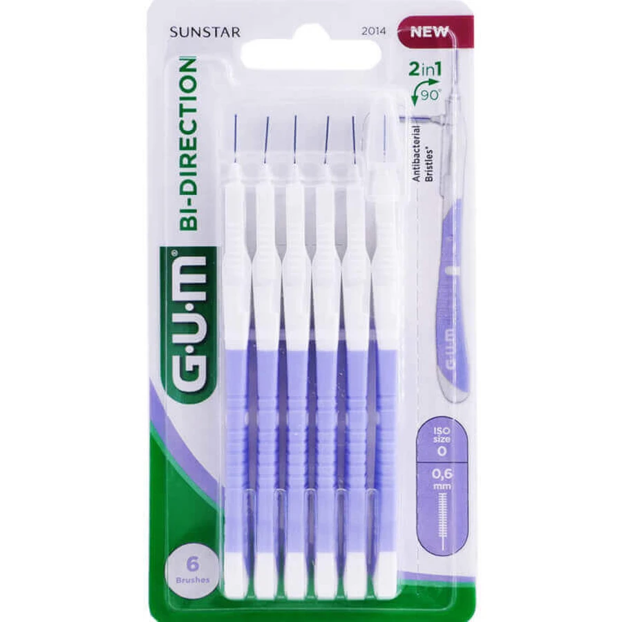 Межзубные щетки Sunstar Gum Bi-Direction, 0,6 мм, 6 штук: цены и характеристики