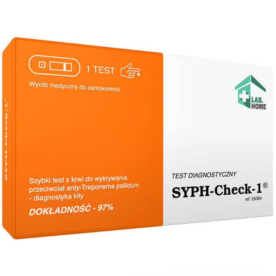 LabHome Syph-Check-1, аналіз крові для виявлення антитіл до T. pallidum, kiy diagnosis, 1 уп.: ціни та характеристики
