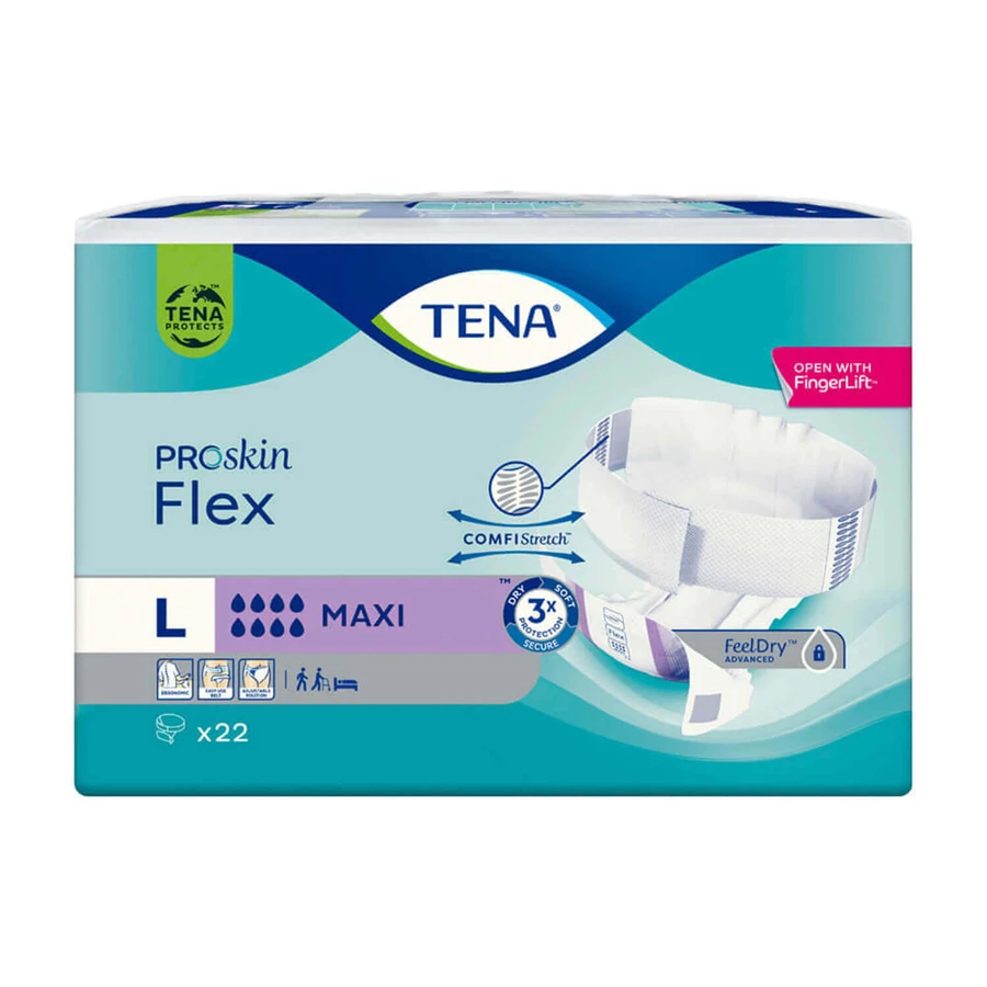 Tena Flex ProSkin, підгузки, розмір L, 83-120 см, Maxi, 22 шт.: ціни та характеристики