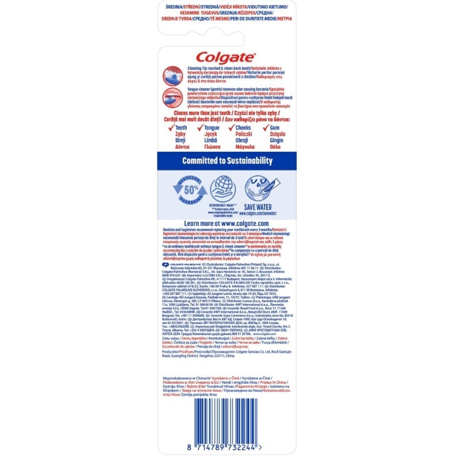 Зубна щітка Colgate Extra Clean середньої жорсткості, 2 шт.: ціни та характеристики