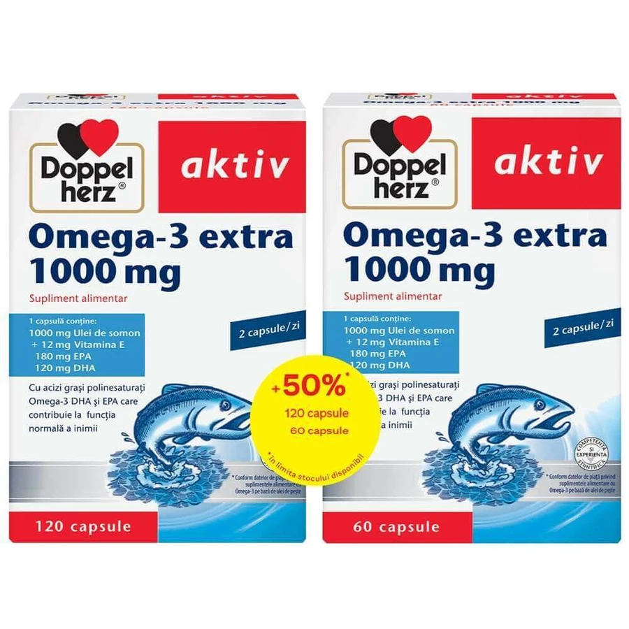 Омега-3 Экстра, 1000 мг, Doppelherz, 120 + 60 капсул: цены и характеристики