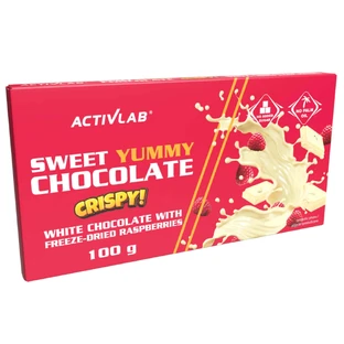 Шоколадные хрустящие конфеты Sweet Yummy, белый шоколад с сублимированной малиной, 100 г.