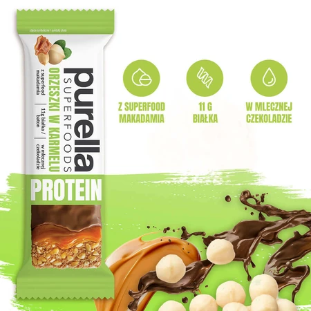 Purella Superfoods Протеїн, протеїновий батончик, горіхи в карамелі, 45 г: ціни та характеристики