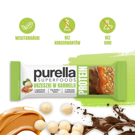 Purella Superfoods Протеїн, протеїновий батончик, горіхи в карамелі, 45 г: ціни та характеристики