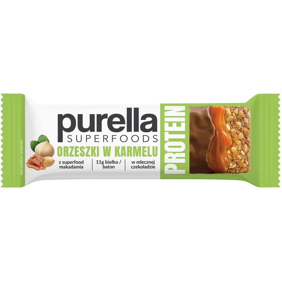 Purella Superfoods Протеїн, протеїновий батончик, горіхи в карамелі, 45 г: ціни та характеристики