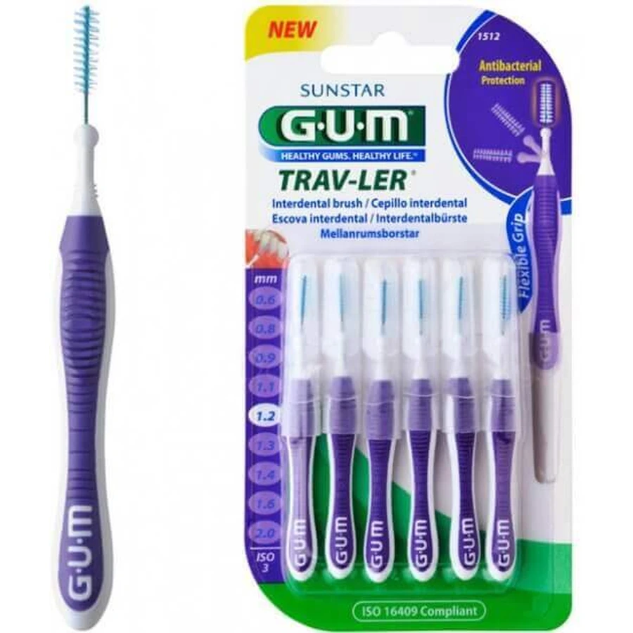 Міжзубні щітки Trav-Ler 1,2 мм, 6 штук, Sunstar Gum: ціни та характеристики