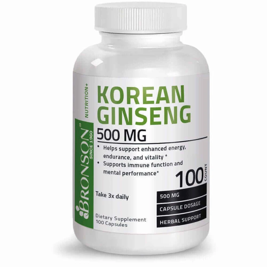 Корейский женьшень 500 мг, 100 капсул, Bronson Laboratories: цены и характеристики