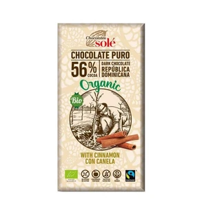Органічний чорний шоколад з корицею 56% какао, 100г, Pronat