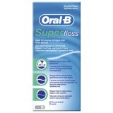 Зубна нитка Oral-B Super Floss для брекет систем і протезів, 50 м