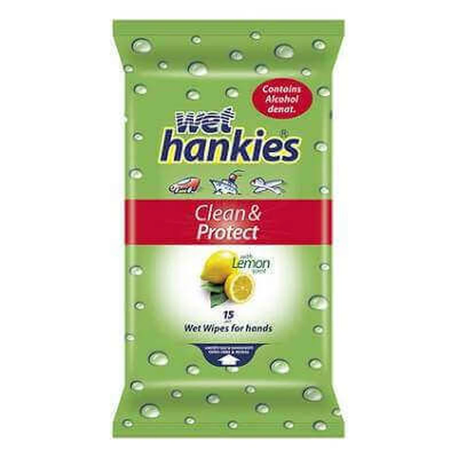 Wet Hankies Антибактериальные влажные травы с лимоном, 15 шт, Wet Hankies: цены и характеристики