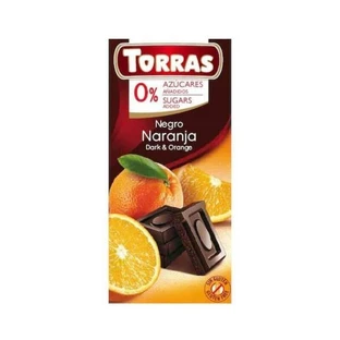 Темный шоколад с апельсином, без сахара и глютена 75 г TORRAS