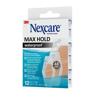 Водостійкі пластирі MAX HOLD, 12 штук, Nexcare