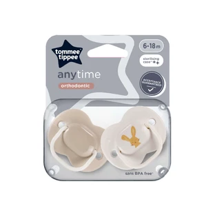 Ортодонтична пустушка Anytime, 6-18 місяців, 2 штуки, Кролики, Tommee Tippee