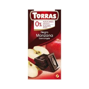 Темный шоколад с яблоками без сахара и глютена 75 г TORRAS