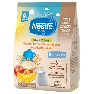 Сухая молочная каша Nestle Dzie Dobry Рисово-кукурузная с яблоком, бананом, абрикосом после 9 месяцев, 230 г