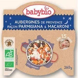 Меню Баклажаны с пармезаном и макаронами, +15 месяцев, 260 г, BabyBio