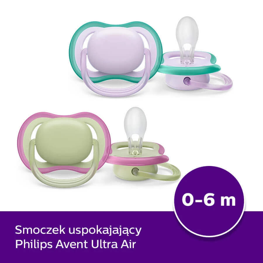 Avent Ultra Air, пустышка, силиконовая, симметричная, унисекс, SCF085/24, 0-6 месяцев, 2 штуки: цены и характеристики