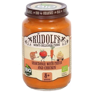 Rudolfs BIO Овощной гарнир с макаронами и курицей 190 г