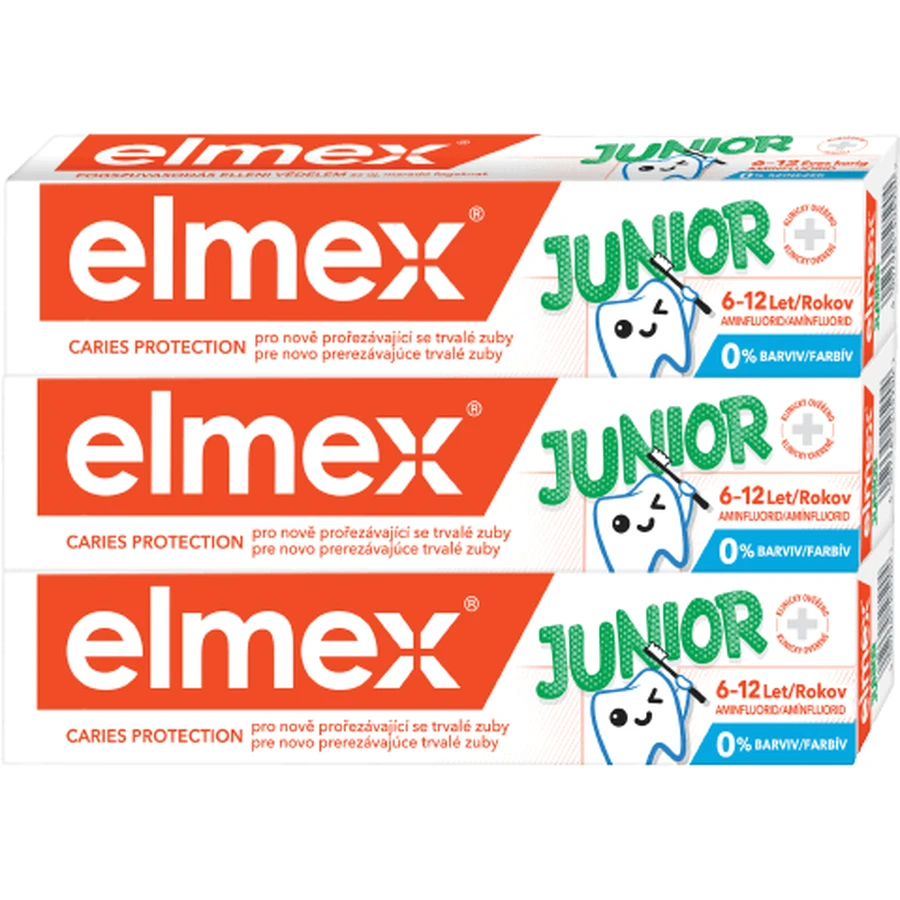 Зубная паста Elmex Junior для детей 6-12 лет 3 x 75 мл: цены и характеристики