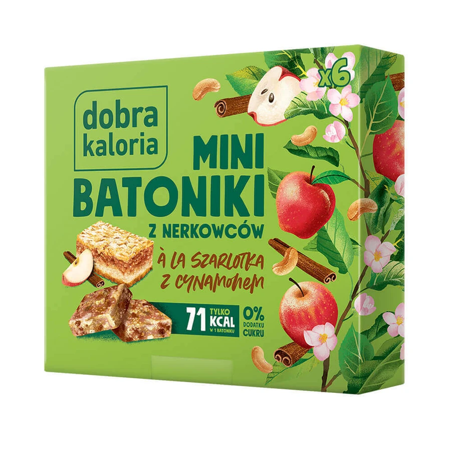 Good Kaloria Мини-батончики из кешью а'ля яблочный пирог с корицей, без добавления сахара, 6 штук: цены и характеристики