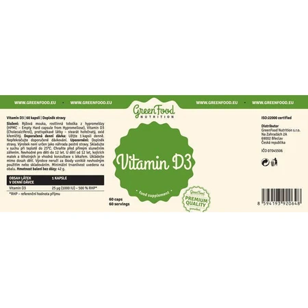 GreenFood Nutrition Вітамін D3 60 капсул: ціни та характеристики
