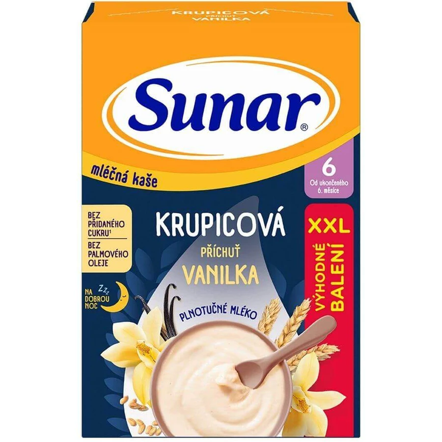 Сунар манная каша молочная для спокойной ночи ваниль XXL 340 г: цены и характеристики