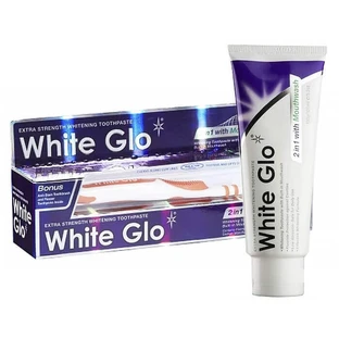 White Glo 2в1, зубна паста з відбілюючим порошком, відбілююча, 100 мл + зубна щітка та зубочистки у подарунок