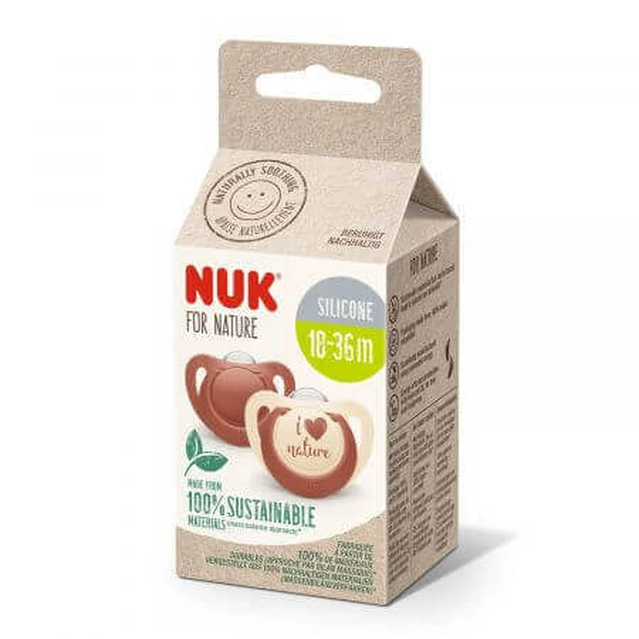 Пустушка силіконова M3 Nature, 18-36 місяців, 2 штуки, червона, Nuk, Nuk: ціни та характеристики