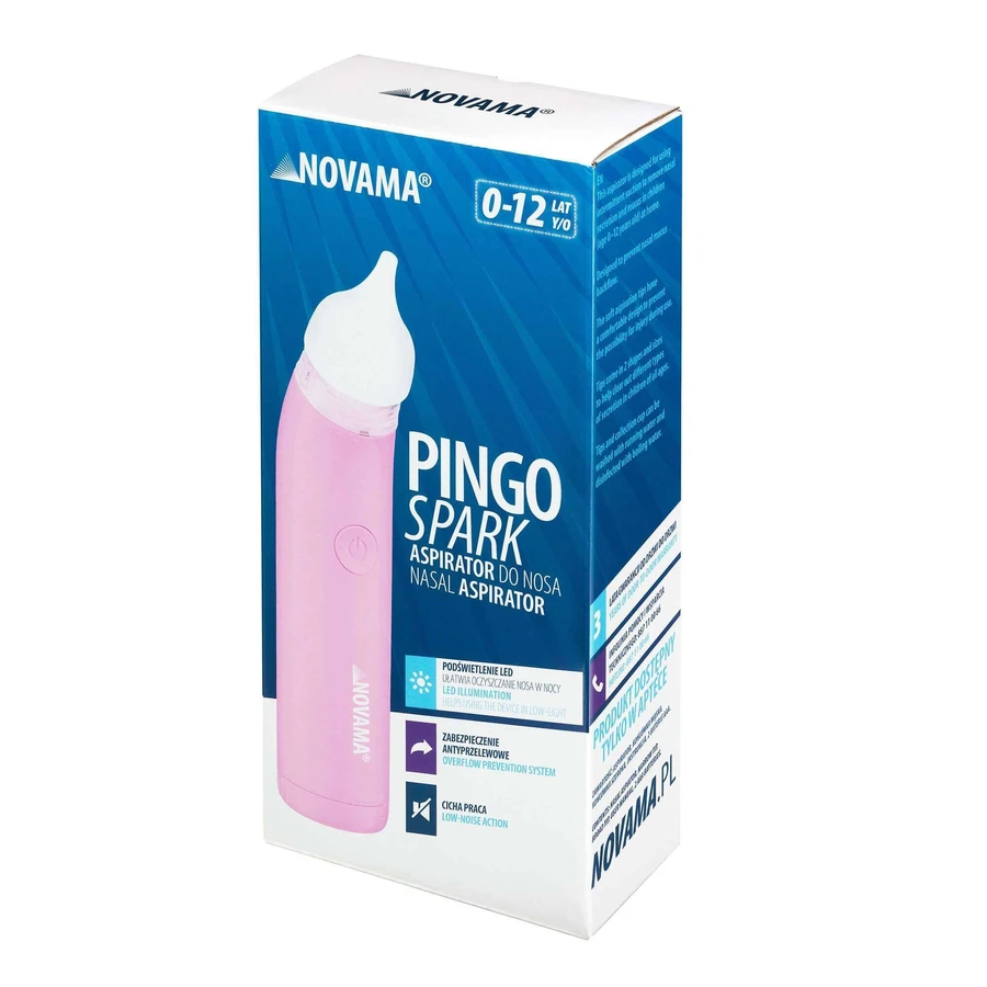 Novama Pingo Spark, электрический назальный аспиратор с подсветкой, пастельно-розовый, 0-12 лет: цены и характеристики