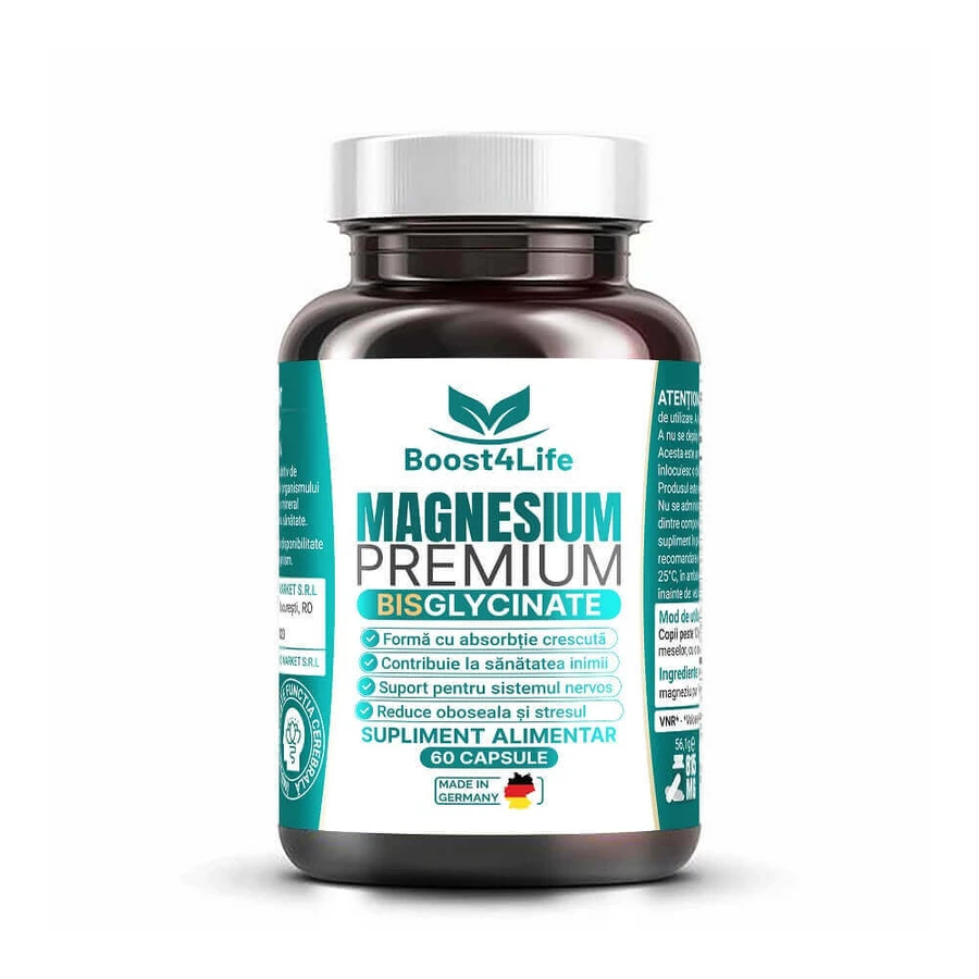 Магнію Бісгліцинат Преміум Boost4Life Magneziu Bisglicinat Premium, 60 капсул: ціни та характеристики