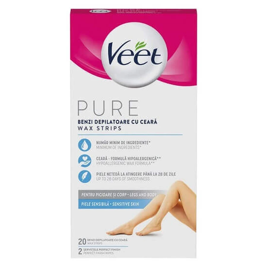 Воскові смужки для епіляції для ніг, 20 шт, Veet: ціни та характеристики